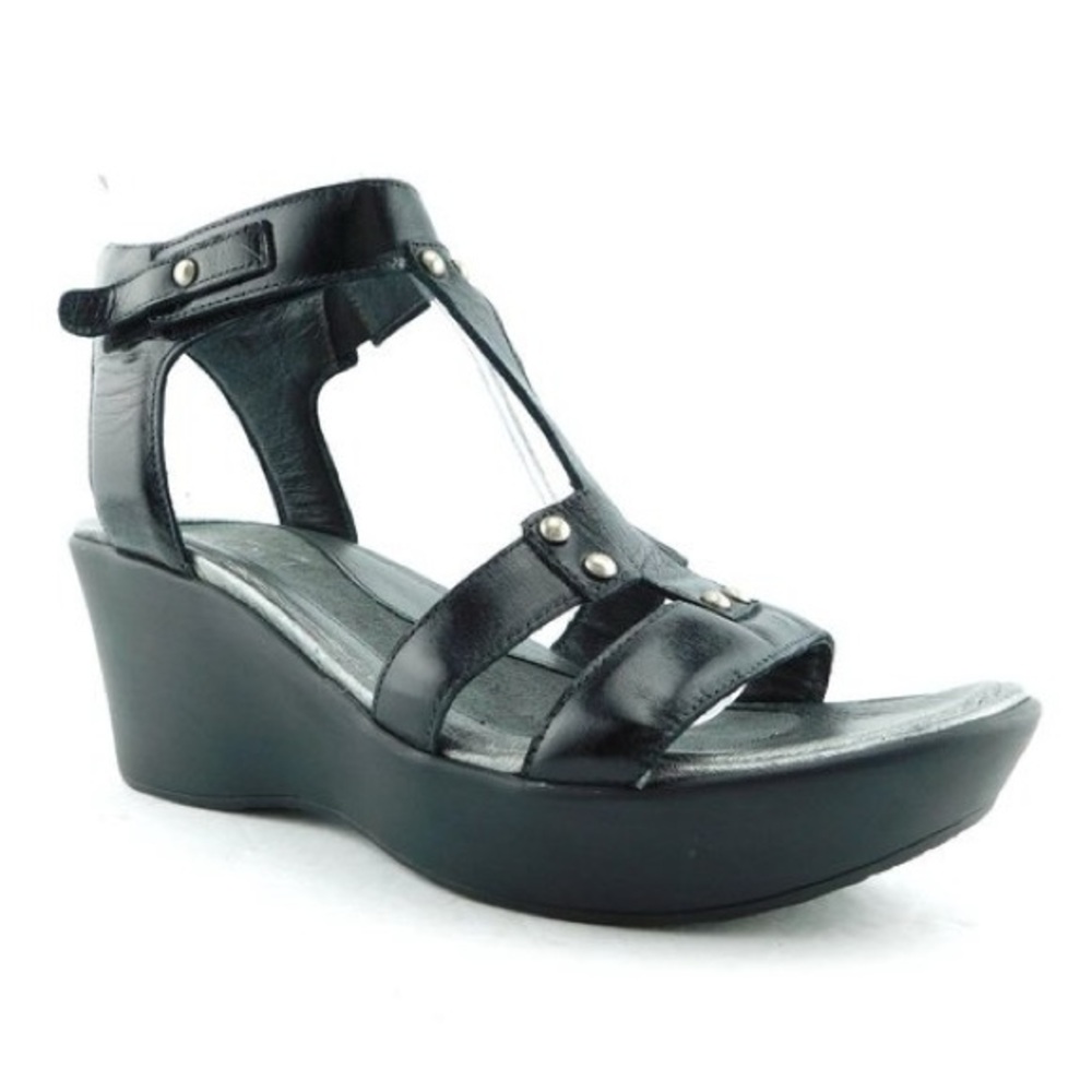 Naot Black Strappy Wedge Sandals